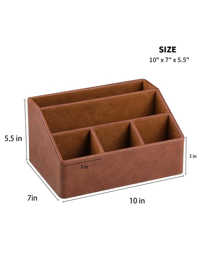 Premium Brown Desk Organizer Box with Coaster - Compact Remote Stand for Men, Ideal for Desks/Bedside Cabinets - Image 2
